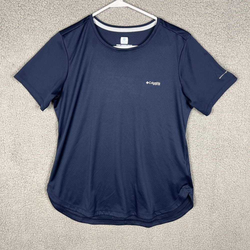 Columbia‎ PFG Omni Freeze Zero Cooling Mens M Navy Blue Fishing T Shirt